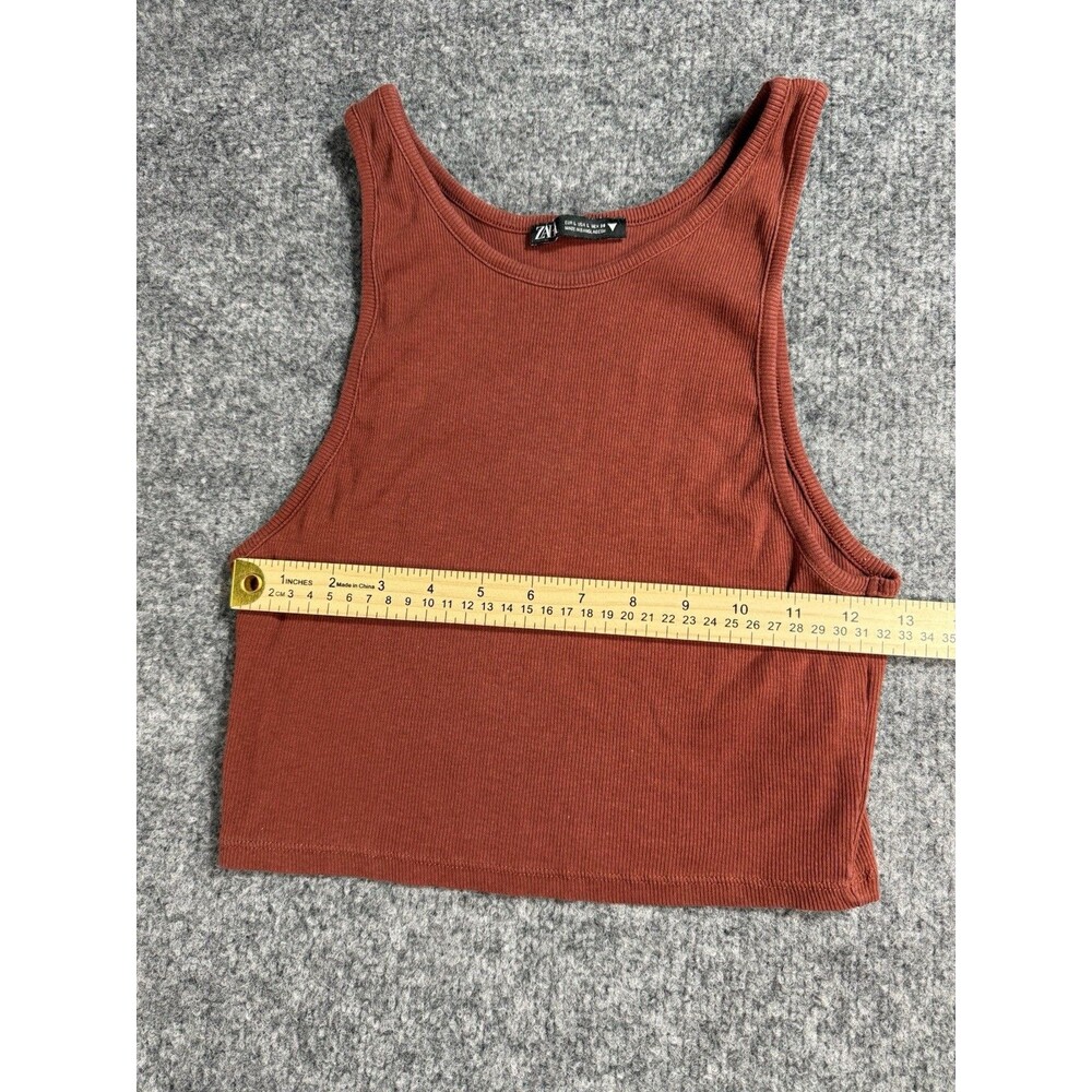 Zara Rust Ribbed Tank Crop Top - Picture 3 of 5